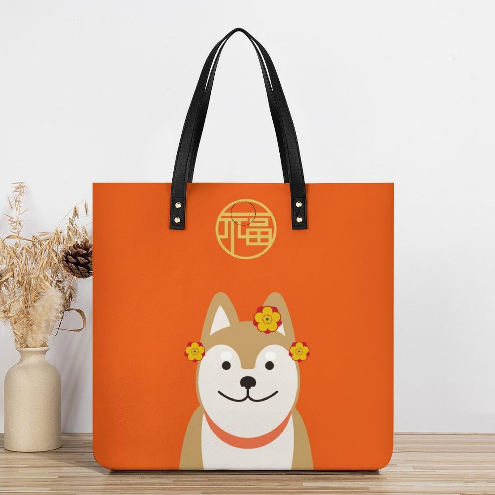 Amazon.co.jp: トートバッグ PUレザー 柴犬 和風 和柄 伝統 エコバッグ